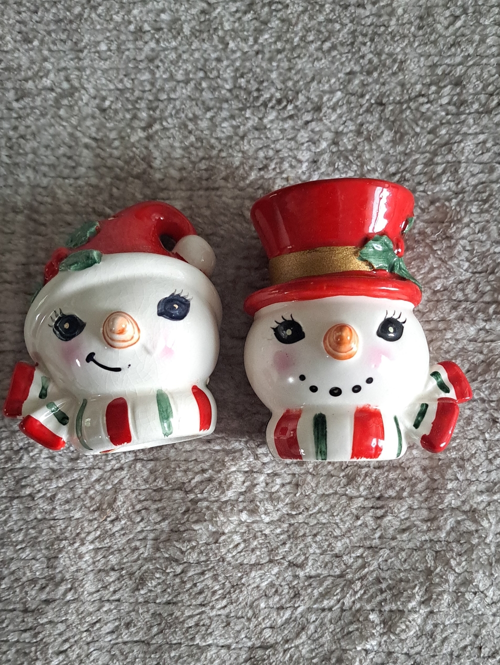 Vintage Snow Man And Women Salt And Pepper Shakers.  Japan